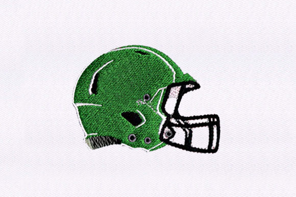 A Green Helmet Embroidery Design for Boutique Apparel