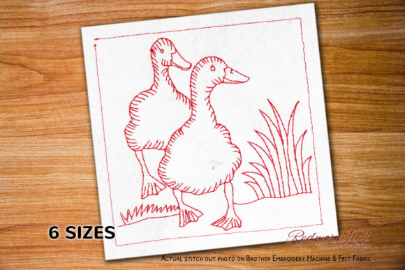 A Professional Review of the Pair of Ducks on Grass Redwork Design