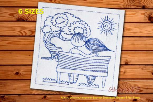 A Timeless Redwork Couple Design for Etsy & Shops
