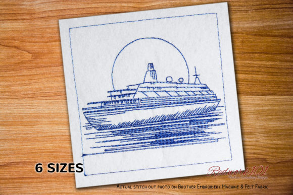 Evaluating the Passenger Ship Redwork Embroidery Design