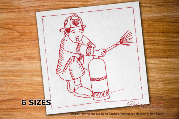 Fire Fighter Extinguisher Redwork Embroidery Design Review