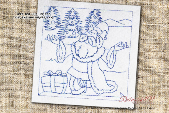 Happy Santa Claus Redwork for Boutique Apparel