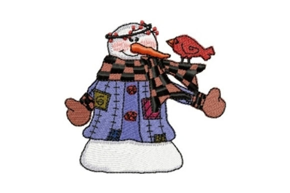 Snowman Tweetie Embroidery Design for Boutique Seasonal Apparel