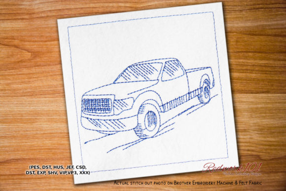 Truck Side View Redwork: A Design Review for Business Merchandise